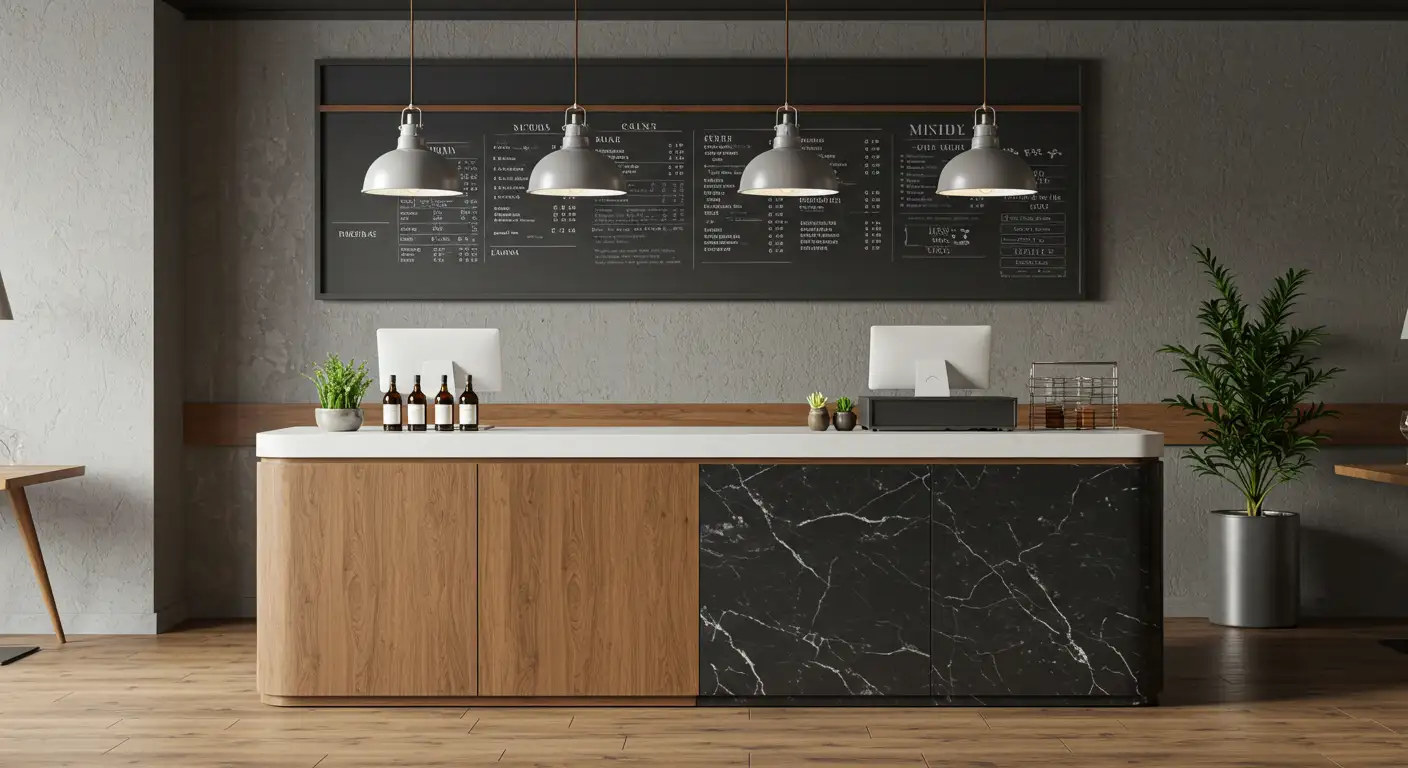 Kemewahan Kontemporer Perpaduan Marmer Hitam dan Aksen Kayu Natural