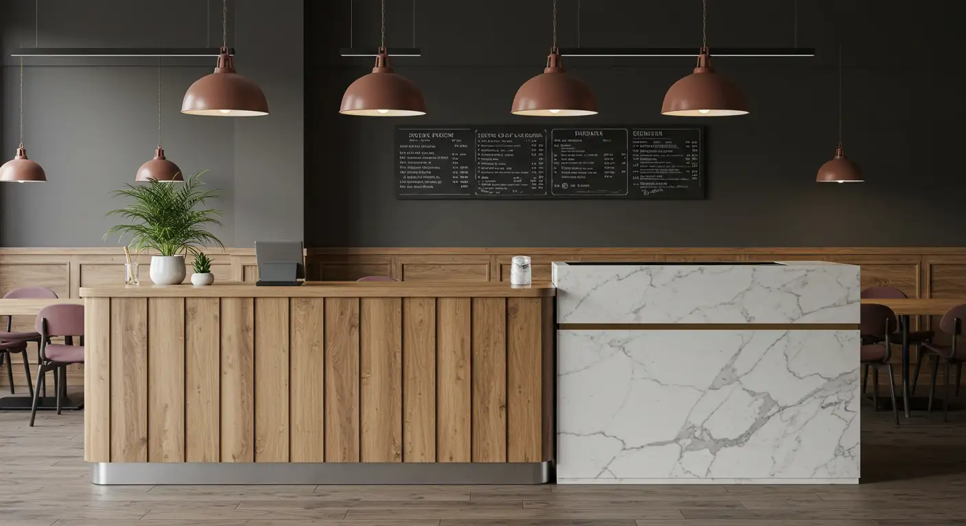 Konsep Dual Texture yang Elegan: Perpaduan Kayu Natural dan Aksen Marmer Mewah