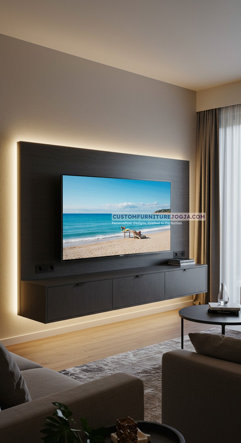 Jasa pembuatan cabinet tv kecil custom berkualitas di Jogja